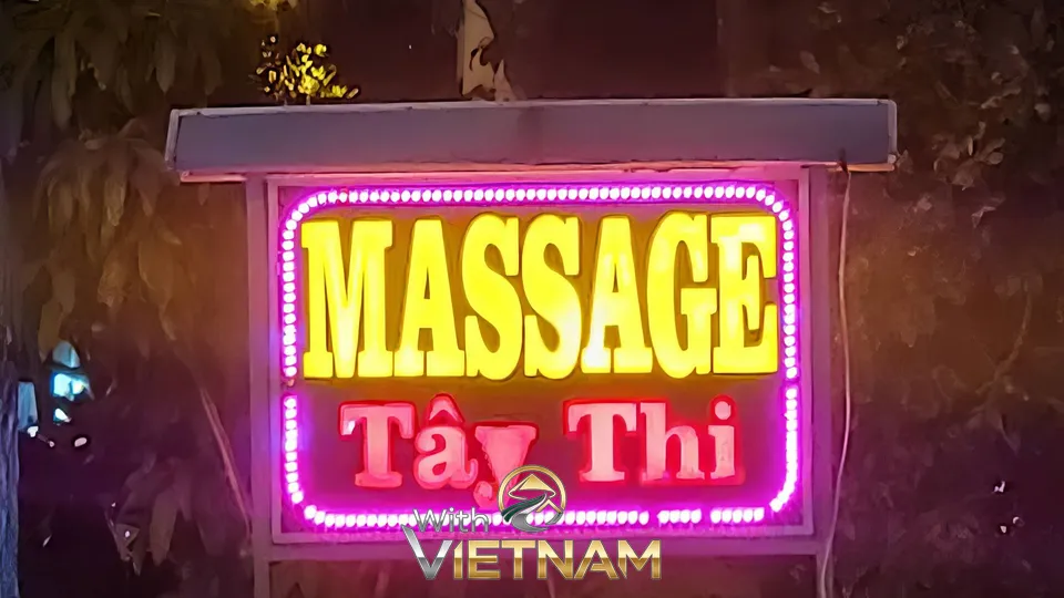 분홍색과 노란색의 타이티 마사지 네온사인