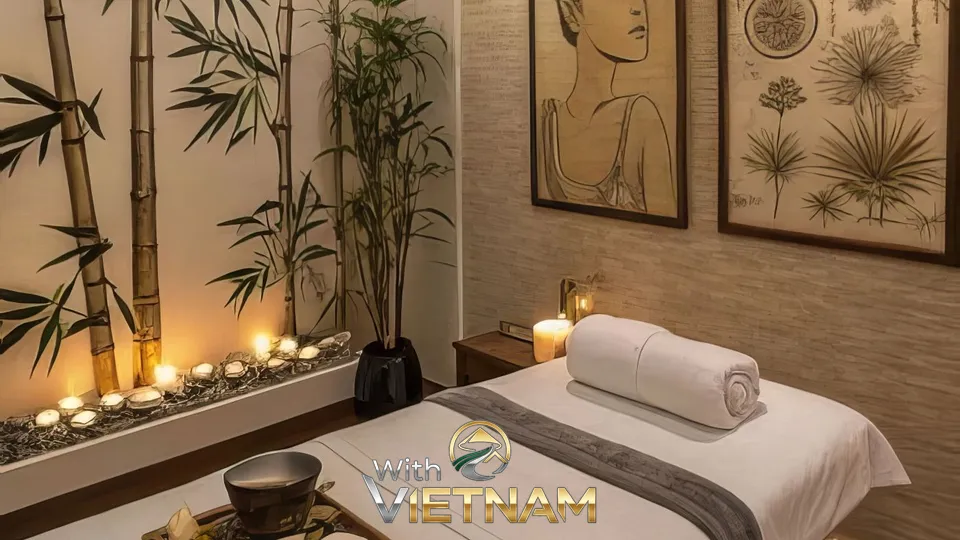 그림과 식물로 장식된 편안한 마사지실